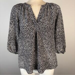 Joie Black and White Patterned Silk Blouse XS